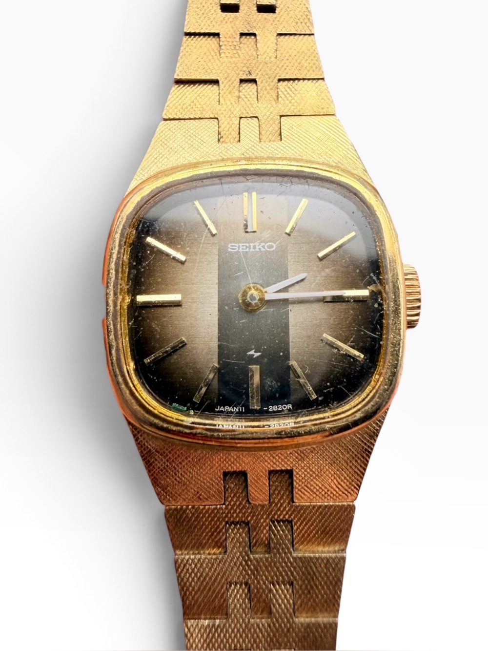 Vintage 70s Seiko 11-3949 Gold Tone Ladies Watch Smoked Dial